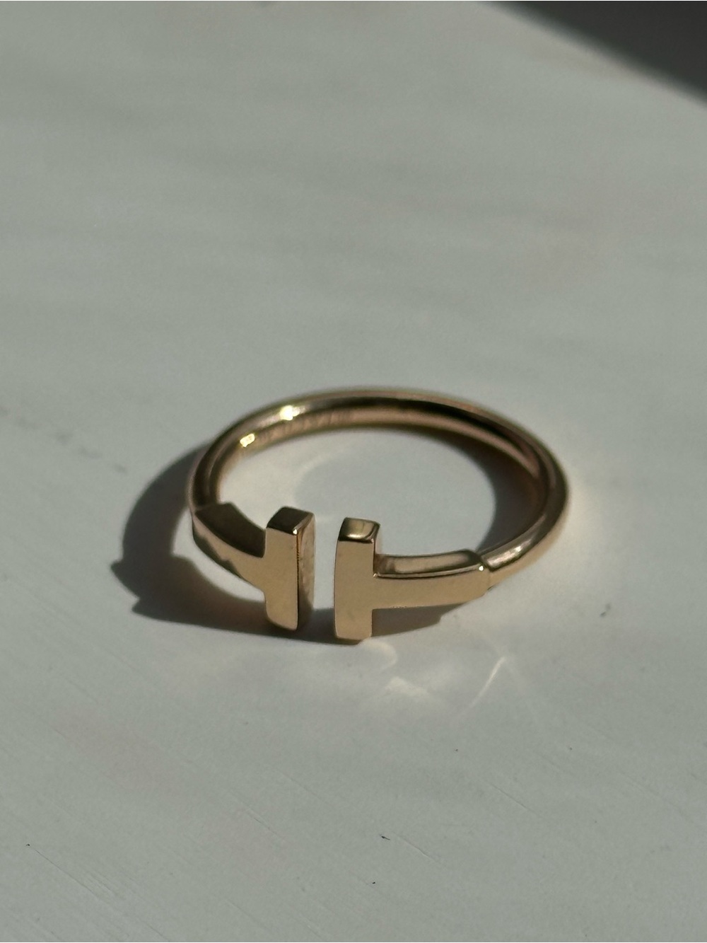 Tiffany & Co. 18k Rose Gold T Square Ring size US 5